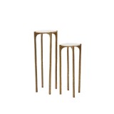 PILLARS SIDE SET OF 2 TRAVERTINE ANTIQUE BRONZE - CAFE, SIDE TABLES